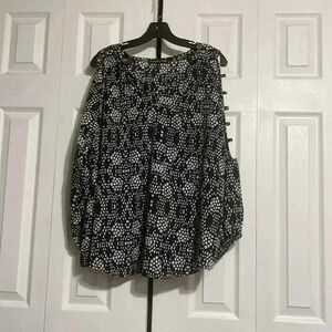 Always Indgio black & white blouse top shirt NWT